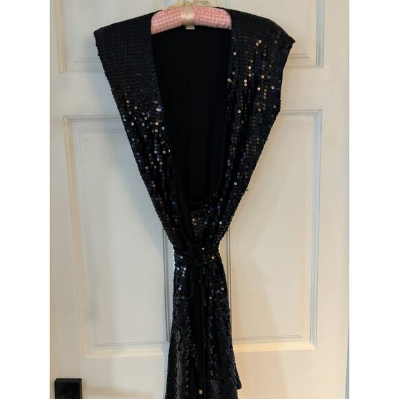 Michael Kors Sequin Wrap Dress Small Black - Picture 3 of 16
